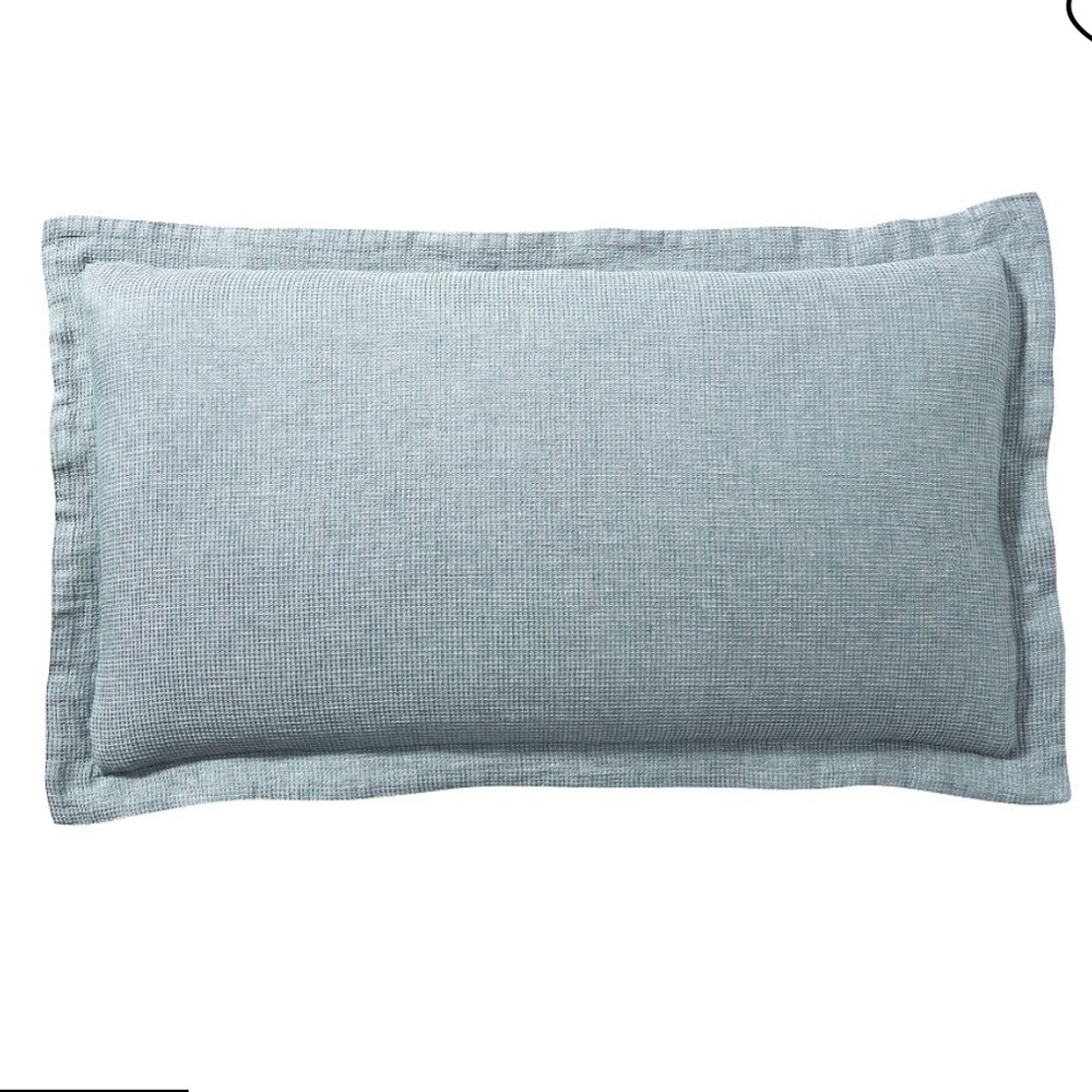 2 / Pottery Barn European Flax Linen Waffle King Shams in Chambray